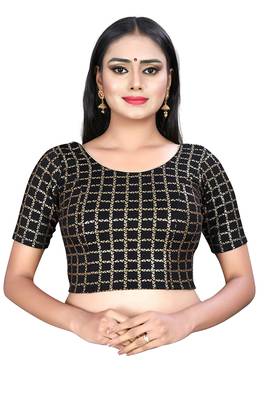 Black Lycra Stretchable Readymade Blouse  1