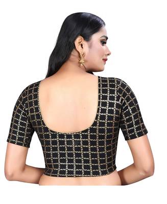 Black Lycra Stretchable Readymade Blouse  2
