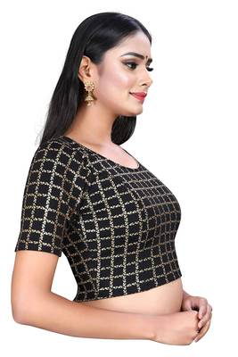 Black Lycra Stretchable Readymade Blouse  3