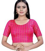 Rani Pink Lycra Stretchable Readymade Blouse 