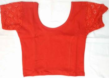 Red Lycra Stretchable Readymade Blouse for Women Short Sleeve  4