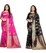 Multicolor woven banarasi silk saree with blouse