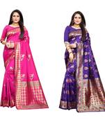 Multicolor woven banarasi silk saree with blouse