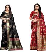 Multicolor woven banarasi silk saree with blouse
