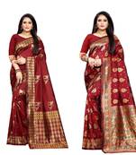 Multicolor woven banarasi silk saree with blouse