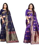 Multicolor woven banarasi silk saree with blouse