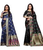 Multicolor woven banarasi silk saree with blouse
