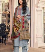 Grey Cotton Straight Suit