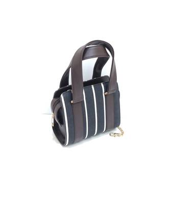 Black with Stripe Sling Bag with Handle 1