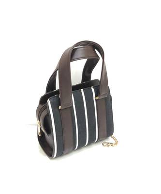 Black with Stripe Sling Bag with Handle 3