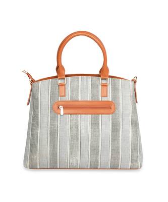 Striped Grey-White Canvas  Tote 4
