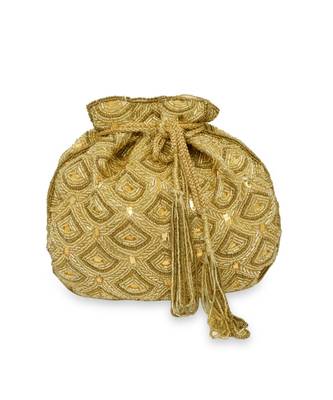 Gold Hand embroidered Potli 1