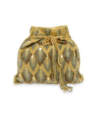 Gold Hand embroidered Potli 1