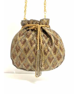 Gold Hand embroidered Potli 3