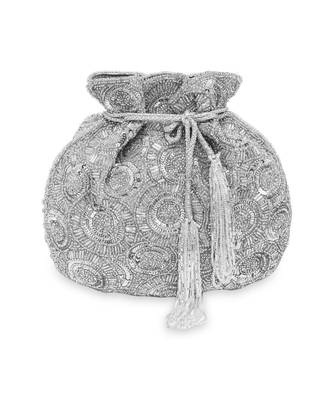 Silver Hand embroidered Potli 1