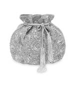 Silver Hand embroidered Potli
