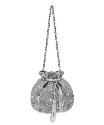 Silver Hand embroidered Potli 2