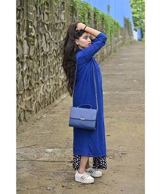 Textured Satchel Blue 2
