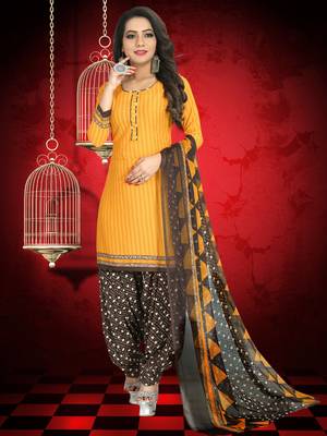 Yellow printed crepe salwar 1