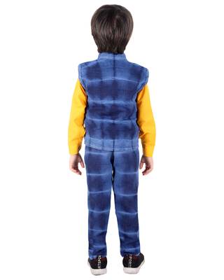 Yellow printed cotton silk boys-suit 5