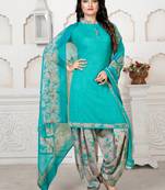 Sky-Blue Printed Crepe Salwar