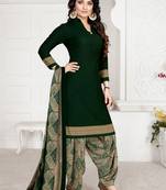 Dark-green printed crepe salwar