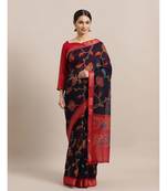 Blue Printed cotton saree with blouse