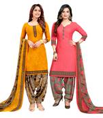 multicolor printed crepe unstitched salwar with dupatta