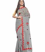 Black Handloom Dhaniyakhali Pure Cotton Saree Without Blouse Piece