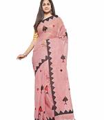 Red Handloom Dhaniyakhali Pure Cotton Saree Without Blouse Piece