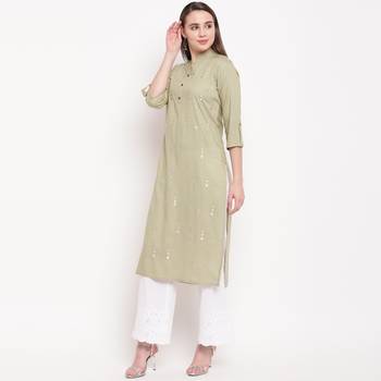 women's embroidered straight rayon beige kurti 3