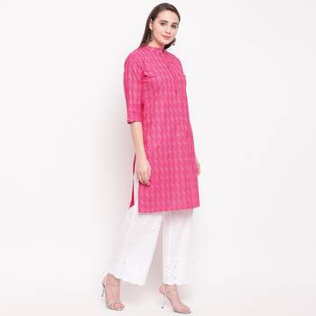 women's printed straight cotton pink kurti 2
