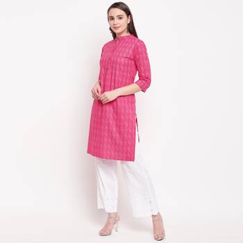 women's printed straight cotton pink kurti 3