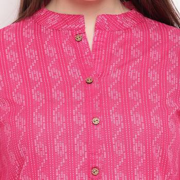 women's printed straight cotton pink kurti 4
