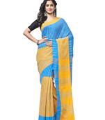 blue Handloom Taant Pure Cotton Saree Without Blouse Piece