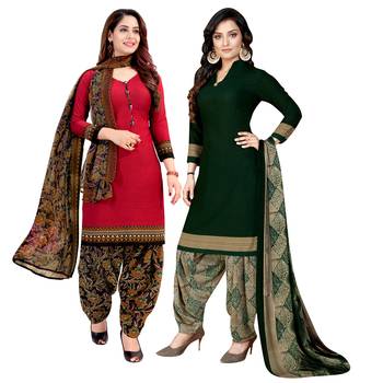 multicolor printed crepe unstitched salwar with dupatta 1