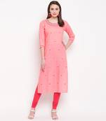 women's embroidered straight rayon pink kurti