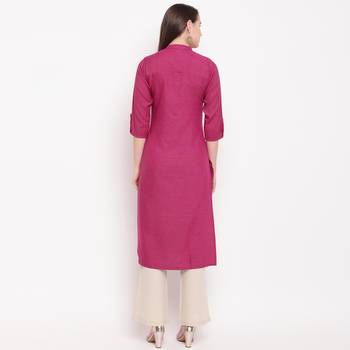 women's embellished/solid straight rayon pink kurti 2