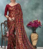 Purple plain silk saree with blouse