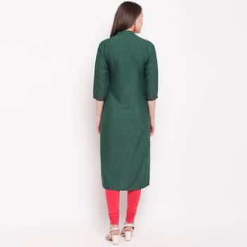 women's embellished/solid straight rayon green kurti 2