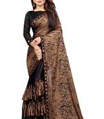 Black woven lycra saree with blouse