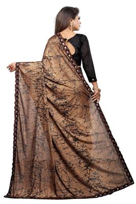 Black woven lycra saree with blouse 2