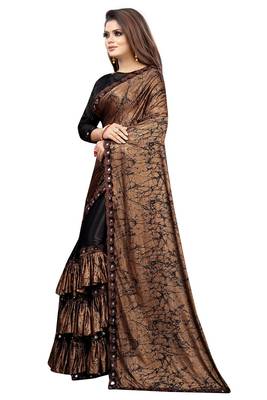 Black woven lycra saree with blouse 3