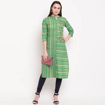women's hand work/Printed straight rayon green kurti 6