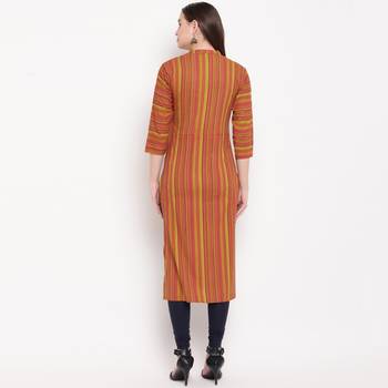 women's hand work/Printed straight rayon red kurti 2
