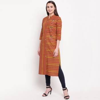 women's hand work/Printed straight rayon red kurti 3
