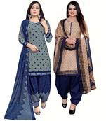 Multicolor Printed Cotton Unstitched Salwar With Dupatta