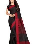 Black plain cotton saree with blouse