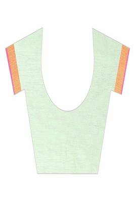 Light green plain cotton saree with blouse 4