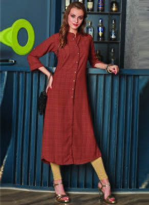 Light Brown Georgette Plain Long Kurtis 3